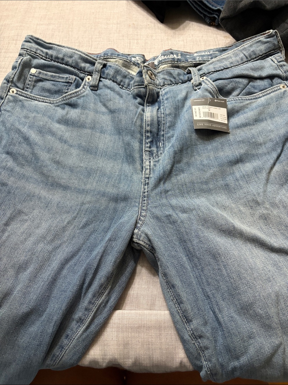 Light Blue Women’s Jeans with Plaid Scuff